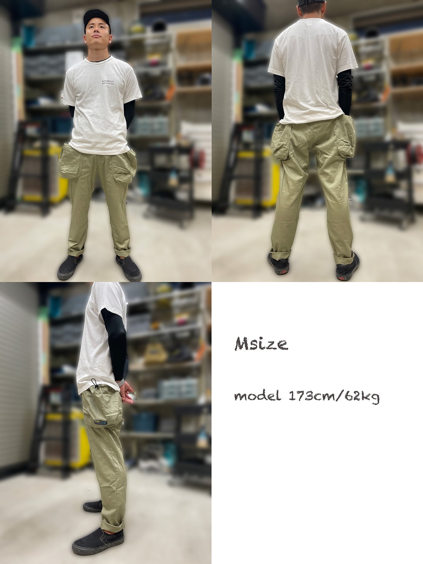 BOWABOWAワークパンツ " 腰袋いらズボン "オリーブ 5963モデル