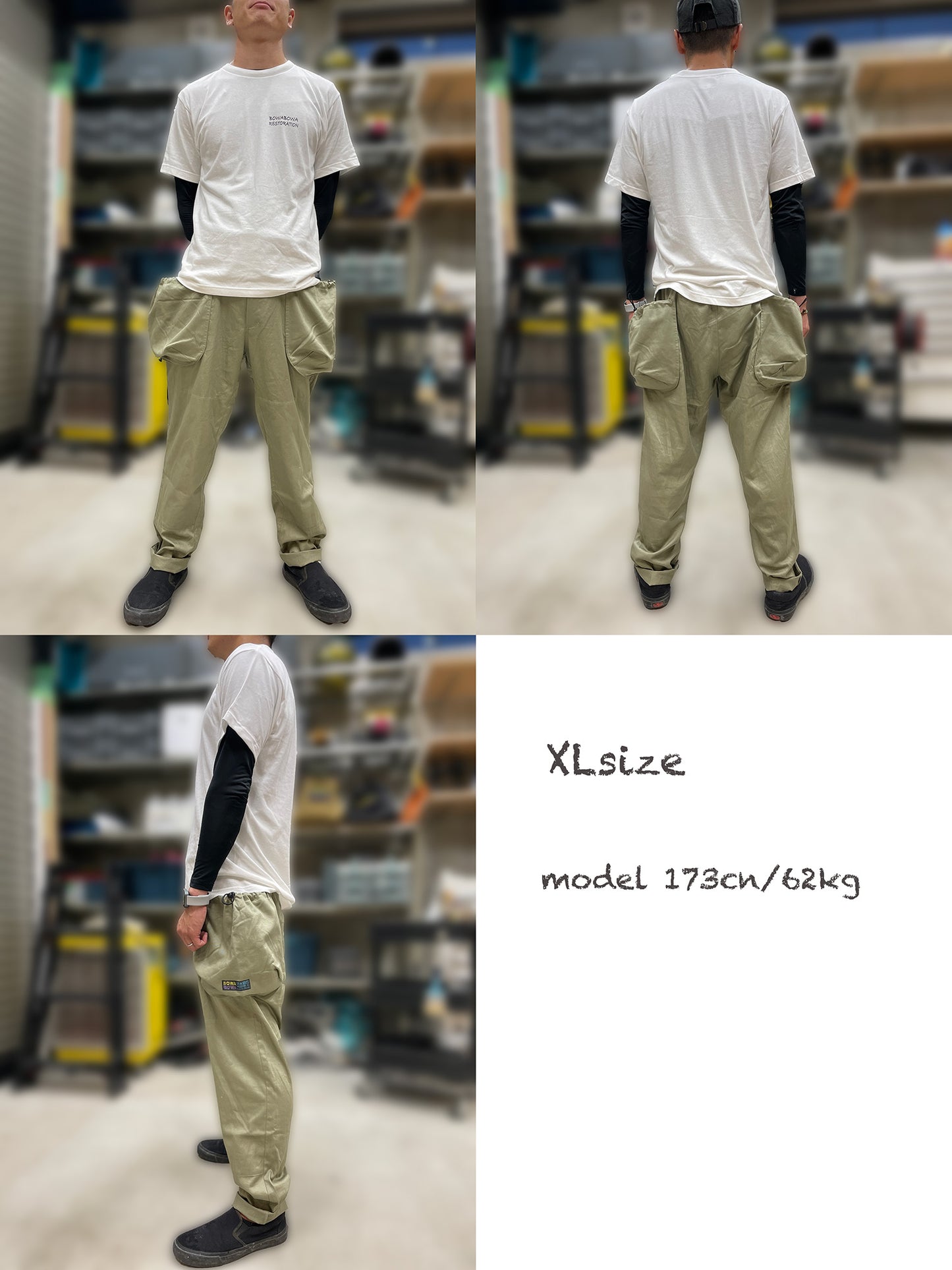 BOWABOWAワークパンツ " 腰袋いらズボン "オリーブ 5963モデル